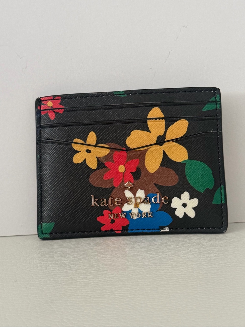 kate spade Black Floral Leather Card Case